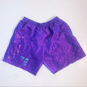 Vintage Purple swim trunks / running shorts drawstring with pockets colorful M